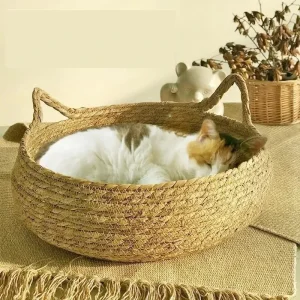 Hand-Woven Rattan Cat Nest