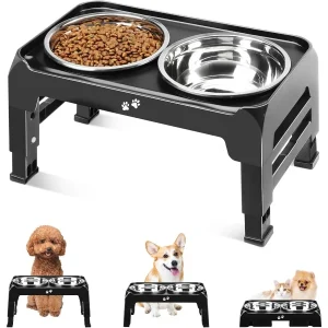 Adjustable Elevated Dog Bowls with Stand